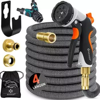Kesser Flexibler Gartenschlauch 22,5m 3-fach Latexkern, 8 Modi Spr&uuml;hpistole, Messing Anschl&uuml;sse