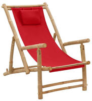vidaXL Liegestuhl Bambus und Canvas Rot