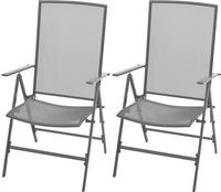 vidaXL Stapelbare Gartenst&uuml;hle 2 Stk. Stahl Grau