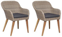 vidaXL Gartenst&uuml;hle mit Polstern 2 Stk. Poly Rattan Braun