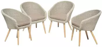 Garden Pleasure ARVADA 4er Akazie/Polyrattan inkl. Sitzkissen hellgrau