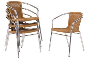 Bolero Gartenstuhl 4er Set mit Armlehne Aluminium braun/silber