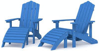 vidaXL Adirondack-Gartenst&uuml;hle 2 Stk. mit Hockern HDPE Aquamarin
