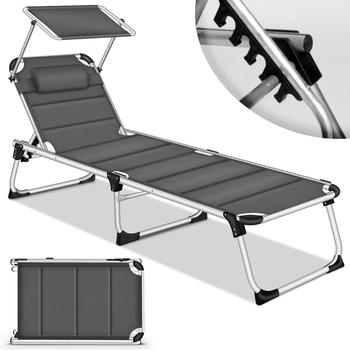 tillvex Sonnenliege mit Dach und Kopfkissen Aluminium anthrazit (TVSNLG-002)