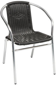 Mojawo Bistro Stapelstuhl Aluminium Rattan schwarz (4260581817787)