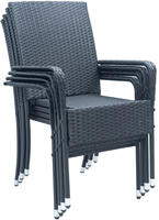 Polyrattan Gartenst&uuml;hle Yoro 4er Set - Mit Armlehnen & R&uuml;ckenlehne - 4 St&uuml;hle