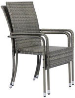 Polyrattan Gartenst&uuml;hle Yoro 2er Set - Mit Armlehnen & R&uuml;ckenlehne - 2 St&uuml;hle
