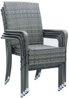 Polyrattan Gartenst&uuml;hle Yoro 4er Set - Mit Armlehnen & R&uuml;ckenlehne - 4 St&uuml;hle