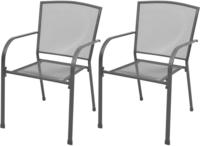 vidaXL Stapelbare Gartenst&uuml;hle 2 Stk. Stahl Grau