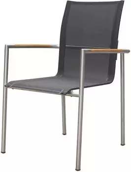 Outflexx Diningsessel anthrazit/grau Edelstahl/Textilene ca. 56x62x90cm FSC -Teakholz (WF-Y5140)