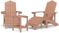 vidaXL Adirondack-Gartenst&uuml;hle mit Hocker & Tisch HDPE Braun