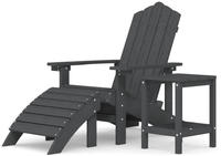 vidaXL Adirondack-Gartenstuhl mit Hocker & Tisch HDPE Anthrazit