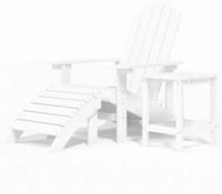 vidaXL Adirondack-Gartenstuhl mit Hocker & Tisch HDPE Wei&szlig;