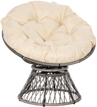 Outsunny Korbsessel Mit Polster Grau/Creme