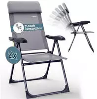 Casaria Gartenst&uuml;hle 2er Set Grau Klappbar 6-fach Verstellbar