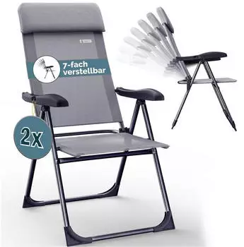 Casaria Gartenstuhl 2er Set 7-fach verstellbar Alu grau