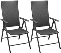 vidaXL Stapelbare Gartenst&uuml;hle 2 Stk. Poly Rattan Schwarz