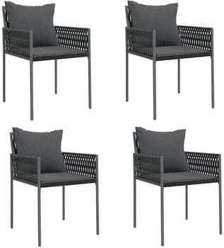 vidaXL Gartenstuhl mit Kissen 4er Set 54x61x83 cm Polyrattan schwarz (3187089)