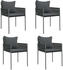 vidaXL Gartenstuhl mit Kissen 4er Set 54x61x83 cm Polyrattan schwarz (3187089)