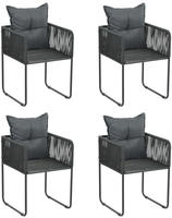 vidaXL Gartenst&uuml;hle 4 Stk. mit Kissen Poly Rattan Schwarz