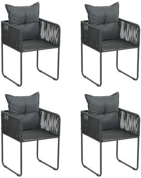vidaXL Gartenstuhl 4er Set mit Kissen Polyrattan schwarz (313107)