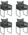vidaXL Gartenstuhl 4er Set mit Kissen Polyrattan schwarz (313107)