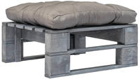 vidaXL Outdoor-Ottomane Paletten mit Kissen in Grau Holz Grau