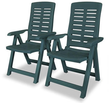 vidaXL 2 plastic reclining garden chairs Green