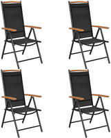 vidaXL Gartenst&uuml;hle Klappbar 4 Stk. Aluminium und Textilene Schwarz