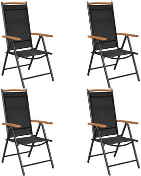vidaXL Gartenstühle Klappbar 4 Stk. Aluminium/Textilene Schwarz (41733)