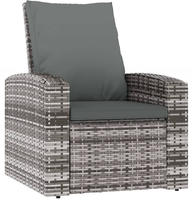 vidaXL Gartensessel Verstellbar mit Kissen Grau Poly Rattan