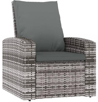 vidaXL Gartensessel verstellbar mit Kissen Polyrattan grau (364104)