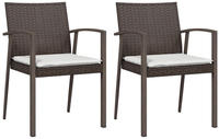 vidaXL Gartenst&uuml;hle mit Kissen 2 Stk. Braun 56,5x57x83 cm Poly Rattan