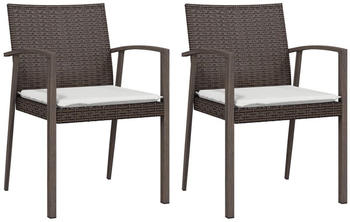 vidaXL Gartenstuhl mit Kissen 2er Set 56,5x57x83 cm Polyrattan braun (364095)