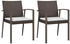 vidaXL Gartenstuhl mit Kissen 2er Set 56,5x57x83 cm Polyrattan braun (364095)