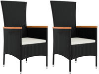 vidaXL Gartenst&uuml;hle mit Kissen 2 Stk. Poly Rattan Schwarz