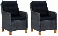 vidaXL Gartenst&uuml;hle mit Kissen 2 Stk. Poly Rattan Dunkelgrau