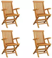 vidaXL Klappbare Gartenst&uuml;hle 4 Stk. Massivholz Teak