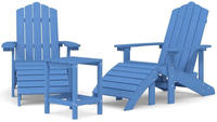vidaXL Adirondack-Gartenst&uuml;hle mit Hocker & Tisch HDPE Aquamarin