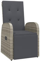 Gartensessel Verstellbar Mit Kissen Grau Poly Rattan - Vidaxl