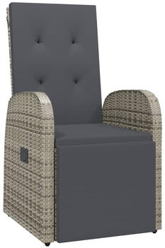 vidaXL Gartensessel verstellbar mit Kissen Polyrattan grau (319540)