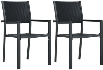vidaXL Gartenstuhl 2er Set Rattanoptik schwarz (47889)