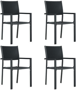 vidaXL Gartenstuhl 4er Set schwarz Kunststoff Rattanoptik (47890)