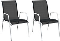 vidaXL Stapelbare Gartenst&uuml;hle 2 Stk. Stahl und Textilene Schwarz