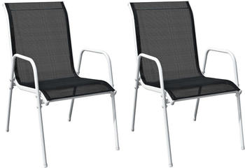 vidaXL Stapelbare Gartenstuhl 2er Set Stahl/Textilene schwarz (313070)