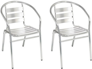 Mojawo Bistro 2er Set Stapelstuhl Aluminium silber (4260581817701)