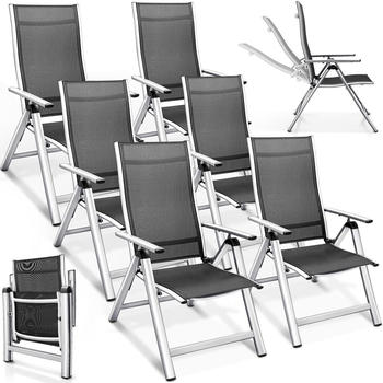tillvex Gartenstuhl 6er Set klappbar Aluminium silber (1310-008)