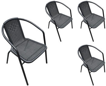 LC Home Garvista 4er Set Bistrostuhl stapelbar Stahl schwarz (219155-4)