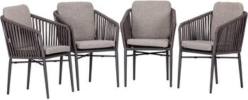 Acamp Set 4x Armsessel Manhattan anthrazit
