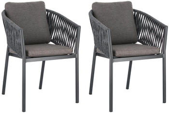Bizzotto Geflechtsessel Florencia 2er Set grau